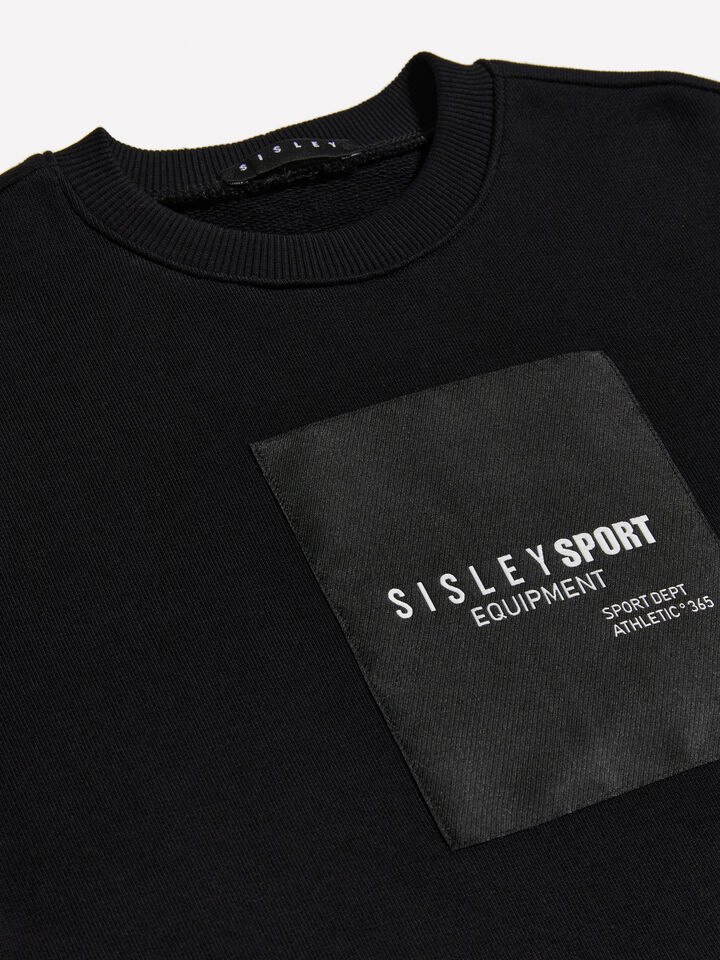 Black sweatshirt with logo tag - boys' knitwear - Black | Sisley Young image number 3